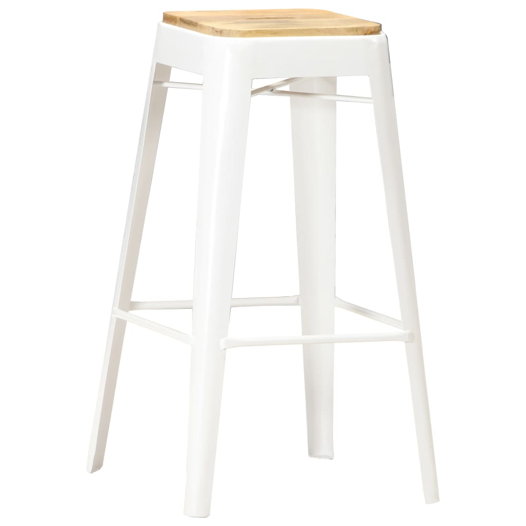 Bar Stools 4 pcs White Solid Mango Wood