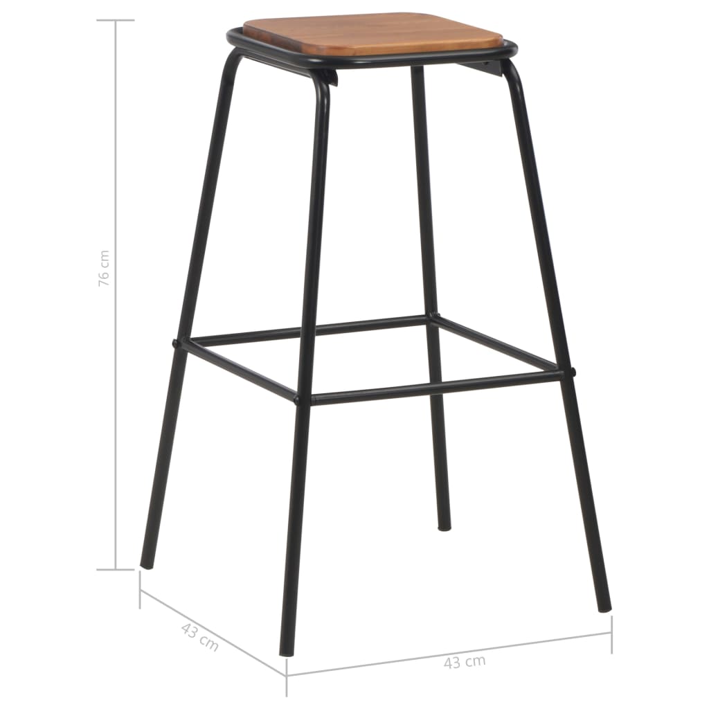 Bar Stools 4 pcs Black Solid Pinewood and Steel