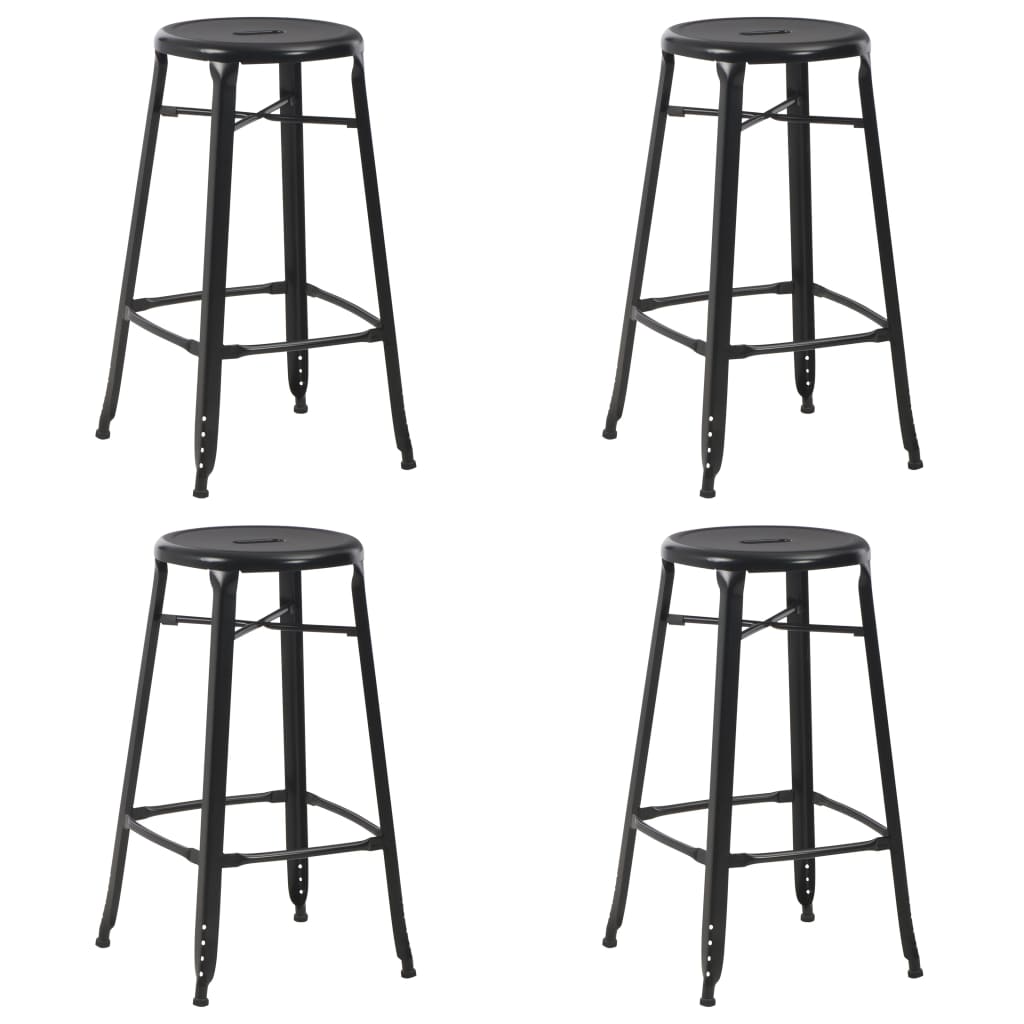 Bar Stools 4 pcs Black Steel