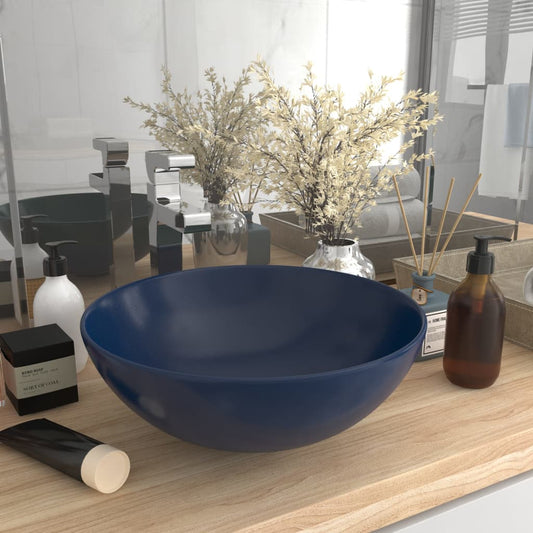 Bathroom Sink Ceramic Dark Blue Round