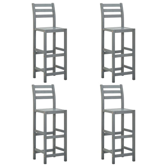 Bar Stools 4 pcs Grey Solid Acacia Wood