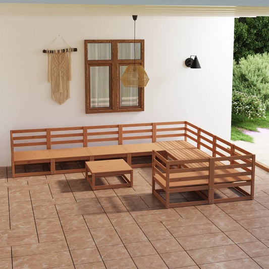 10 Piece Garden Lounge Set Solid Pinewood