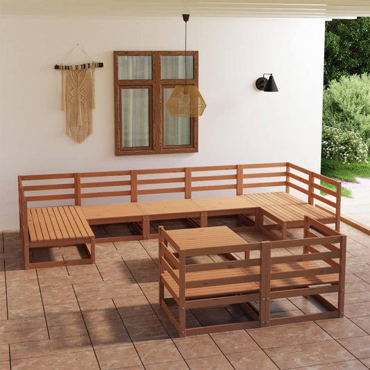 10 Piece Garden Lounge Set Solid Pinewood