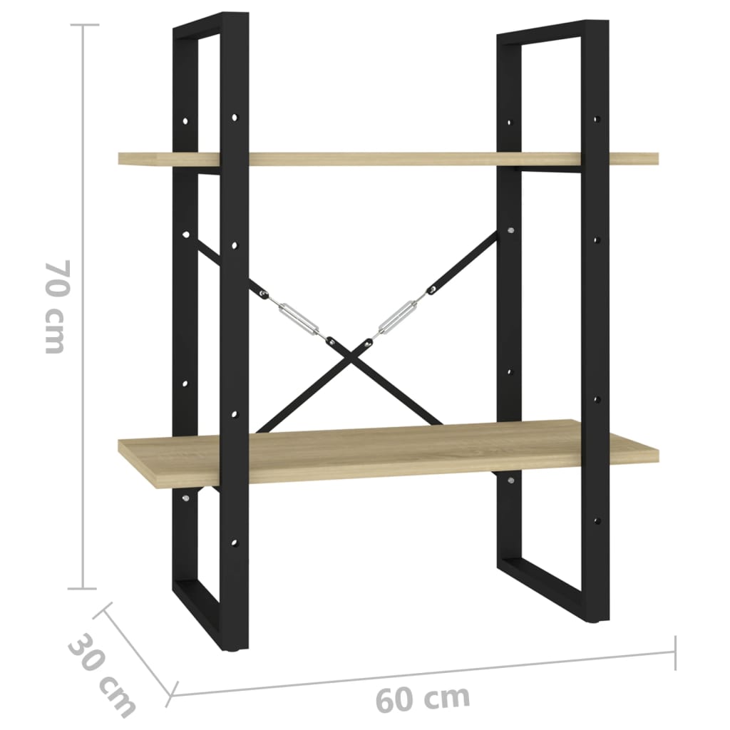 2-Tier Book Cabinet Sonoma Oak 60x30x70 cm Engineered Wood