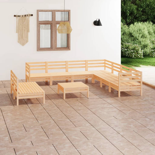 10 Piece Garden Lounge Set Solid Wood Pine