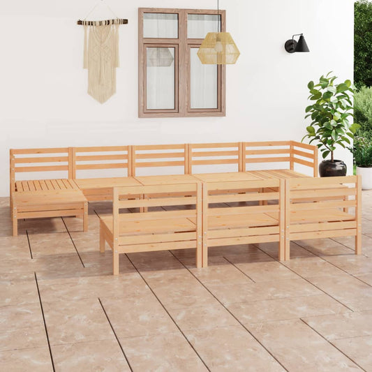 10 Piece Garden Lounge Set Solid Wood Pine