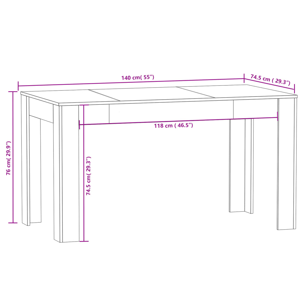 Dining Table Brown Oak 140x74.5x76 cm Engineered Wood