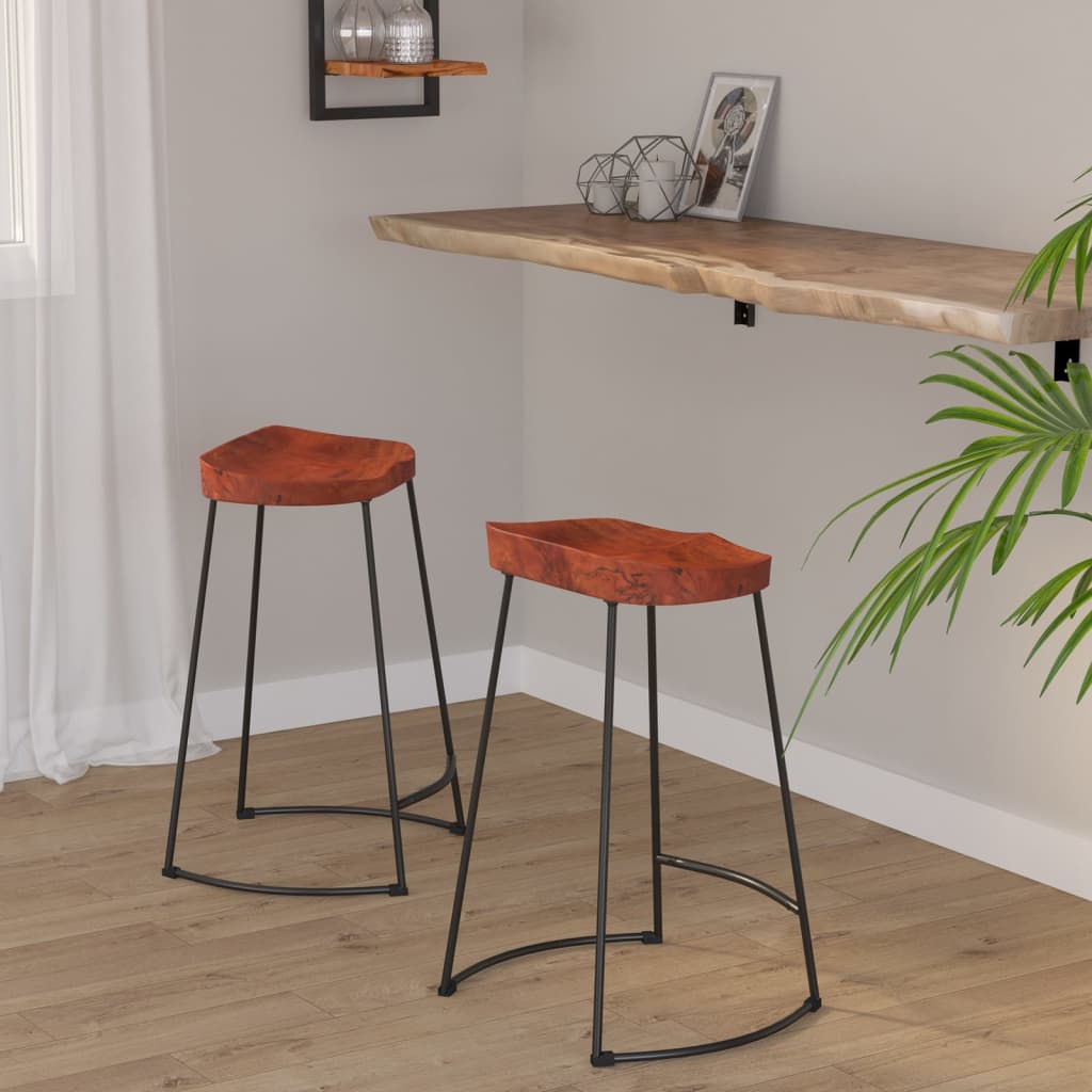 Gavin Bar Stools 2 pcs 45x40x63 cm Solid Wood Mango