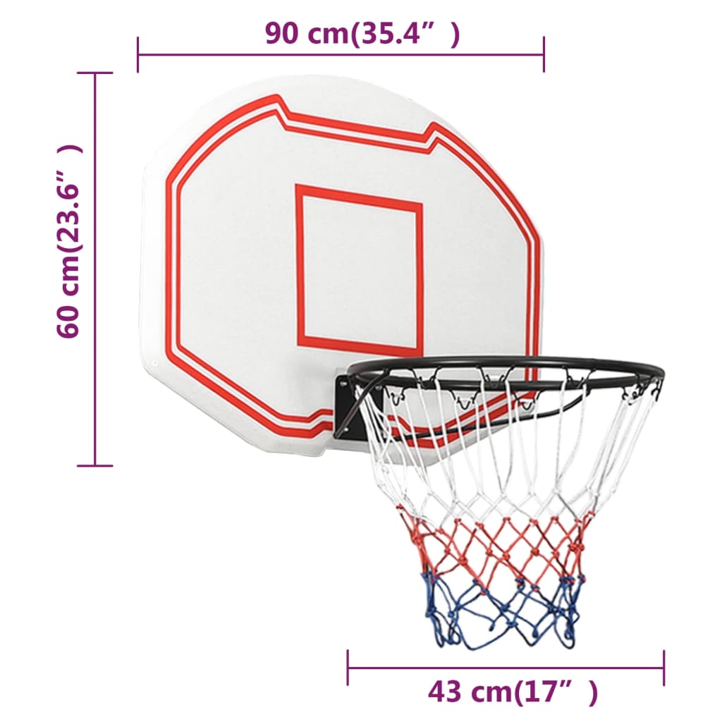 Basketball Backboard White 90x60x2 cm Polyethene